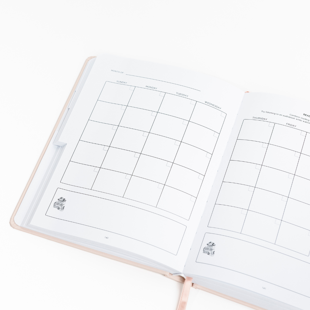 Open Undated Monthly Layout Page on white background