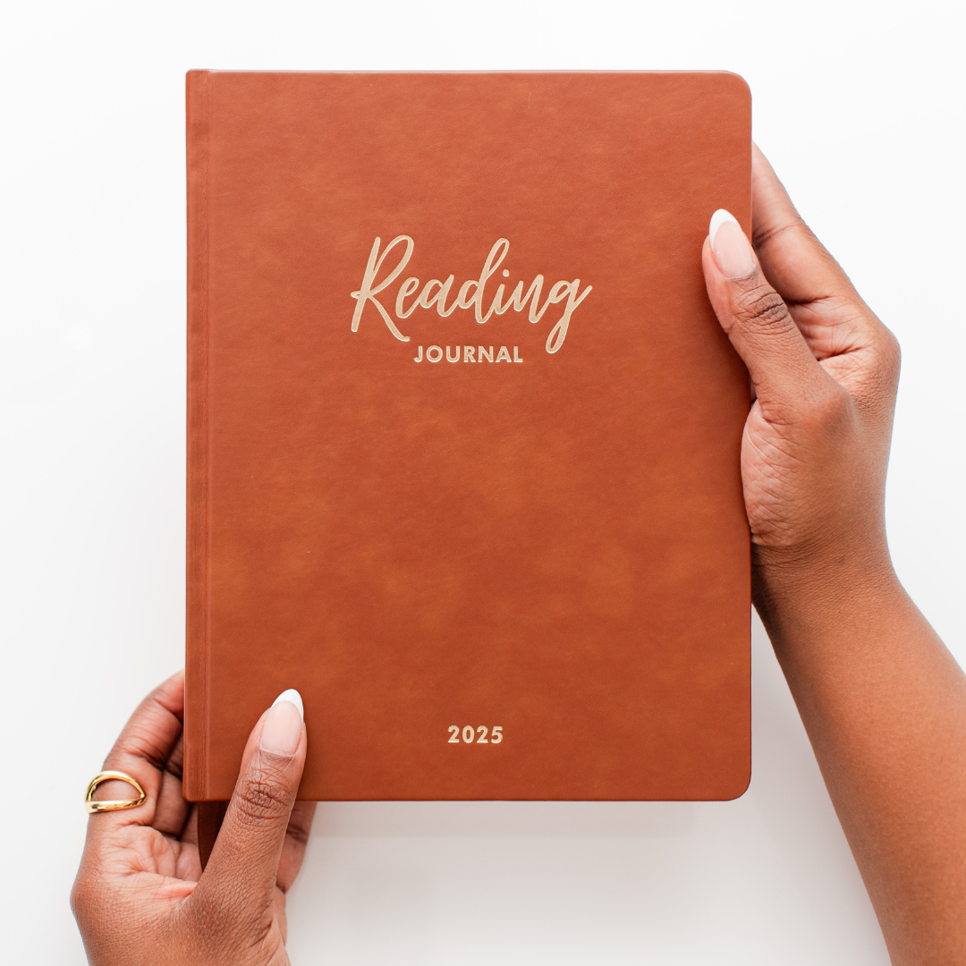Liv Paper Co Reading Journal Cover with hands
