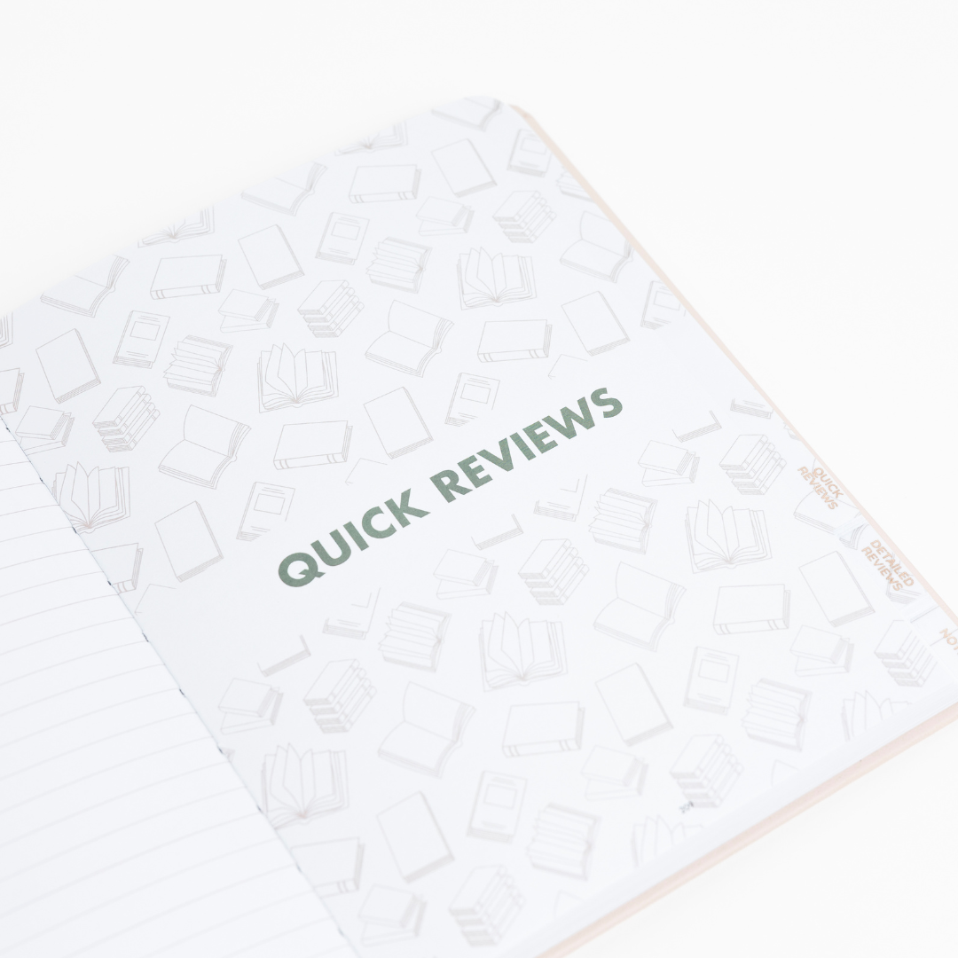 Undated Reading Journal with 'Quick Reviews' text on a white background