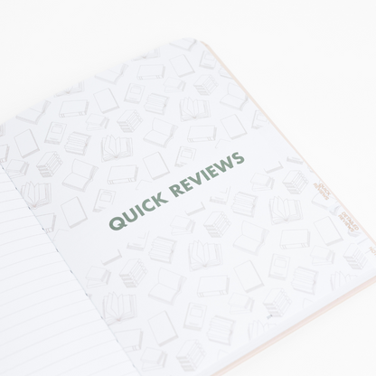 Undated Reading Journal with 'Quick Reviews' text on a white background