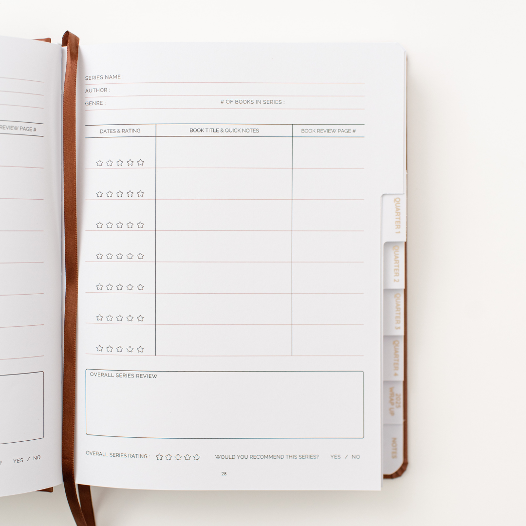 Liv Paper Co Reading Journal Series Tracker