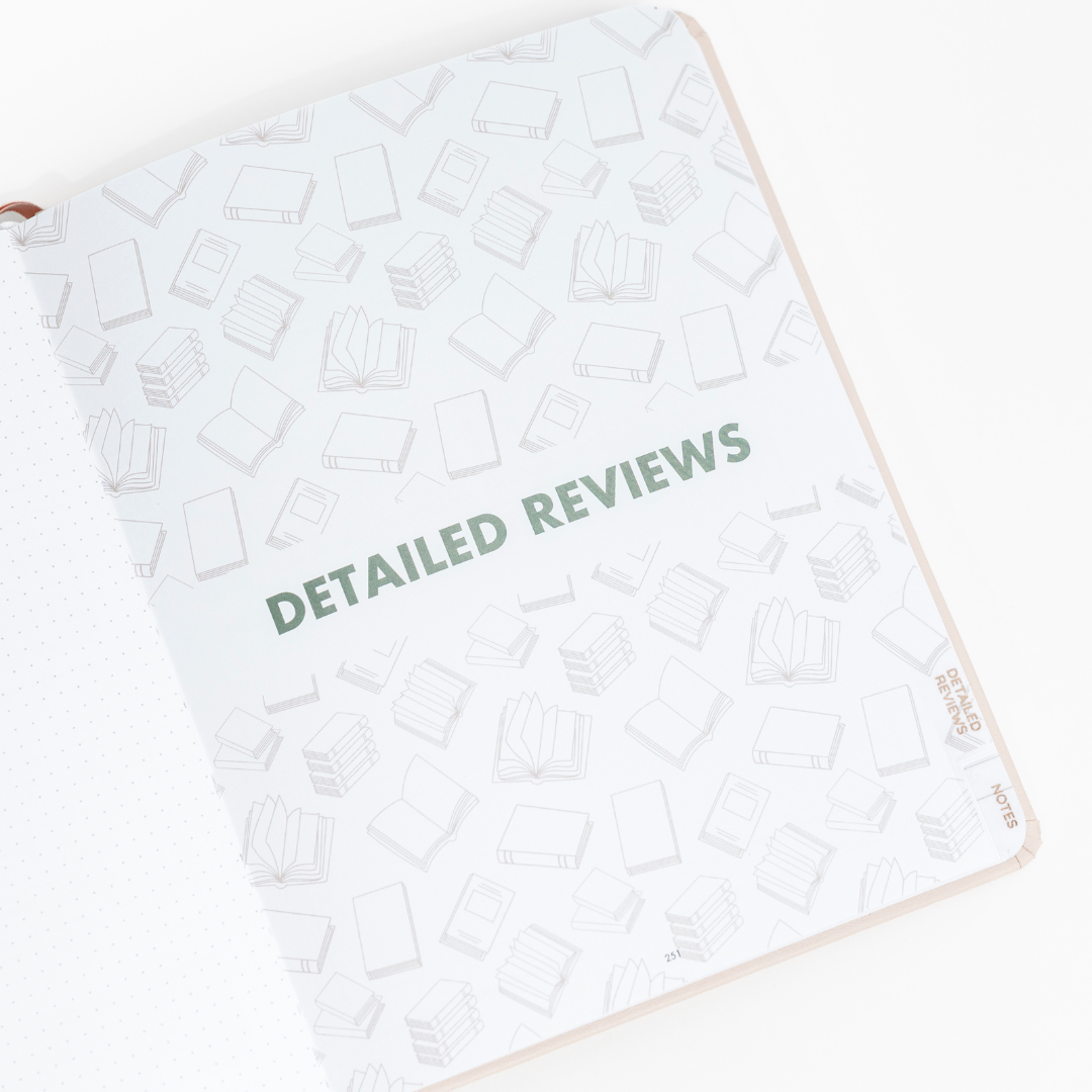 Undated Reading Journal Detailed Review page layout on a white background