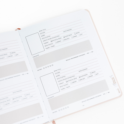 Undated Reading Journal Quick Review page layout on white background