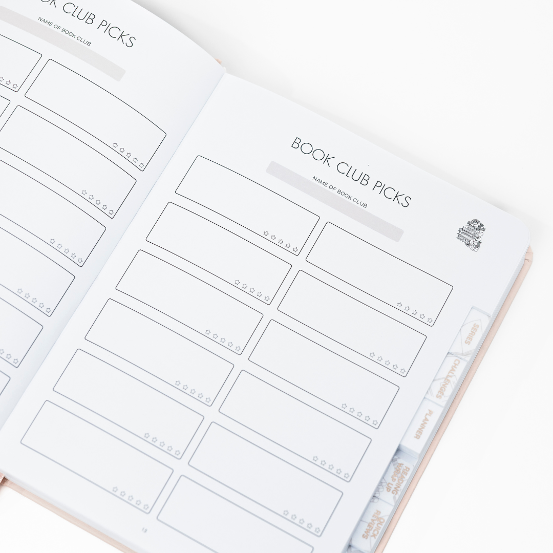 Undated Reading Journal with 'Book Club Picks' layout on a white background